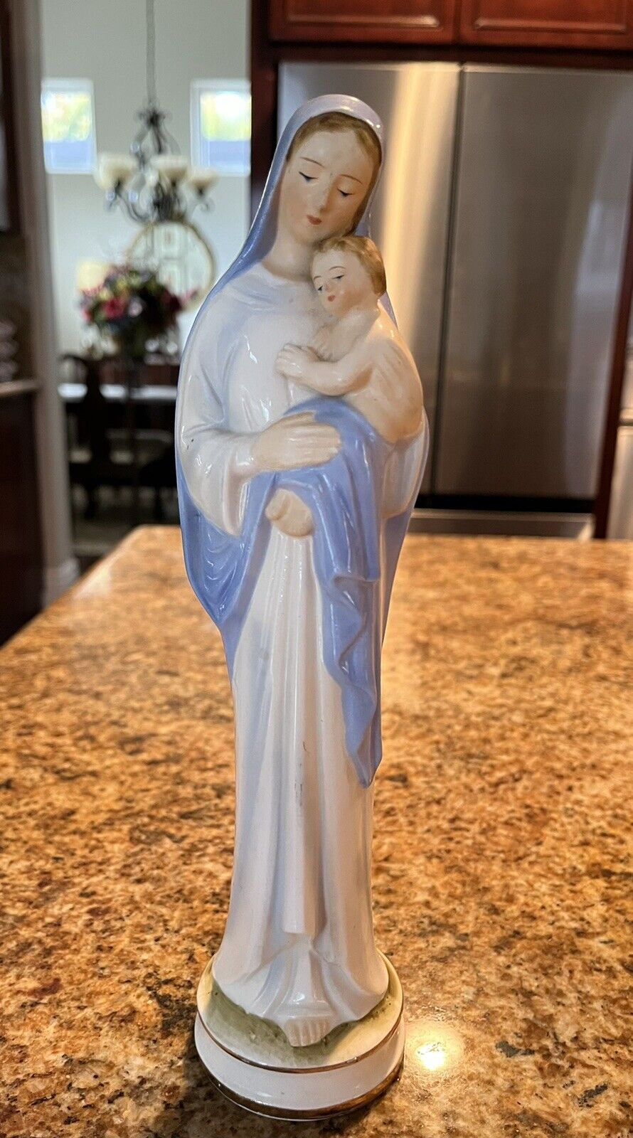 Vintage Holt Howard Virgin Mary & Baby Jesus Statue Figurine Original Sticker
