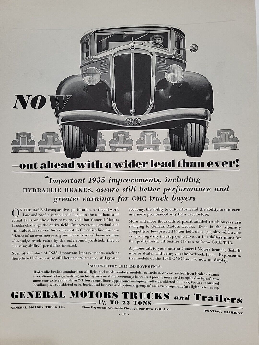 1935 General Motors Trucks and Trailers Fortune Magazine Print Advertising GMC