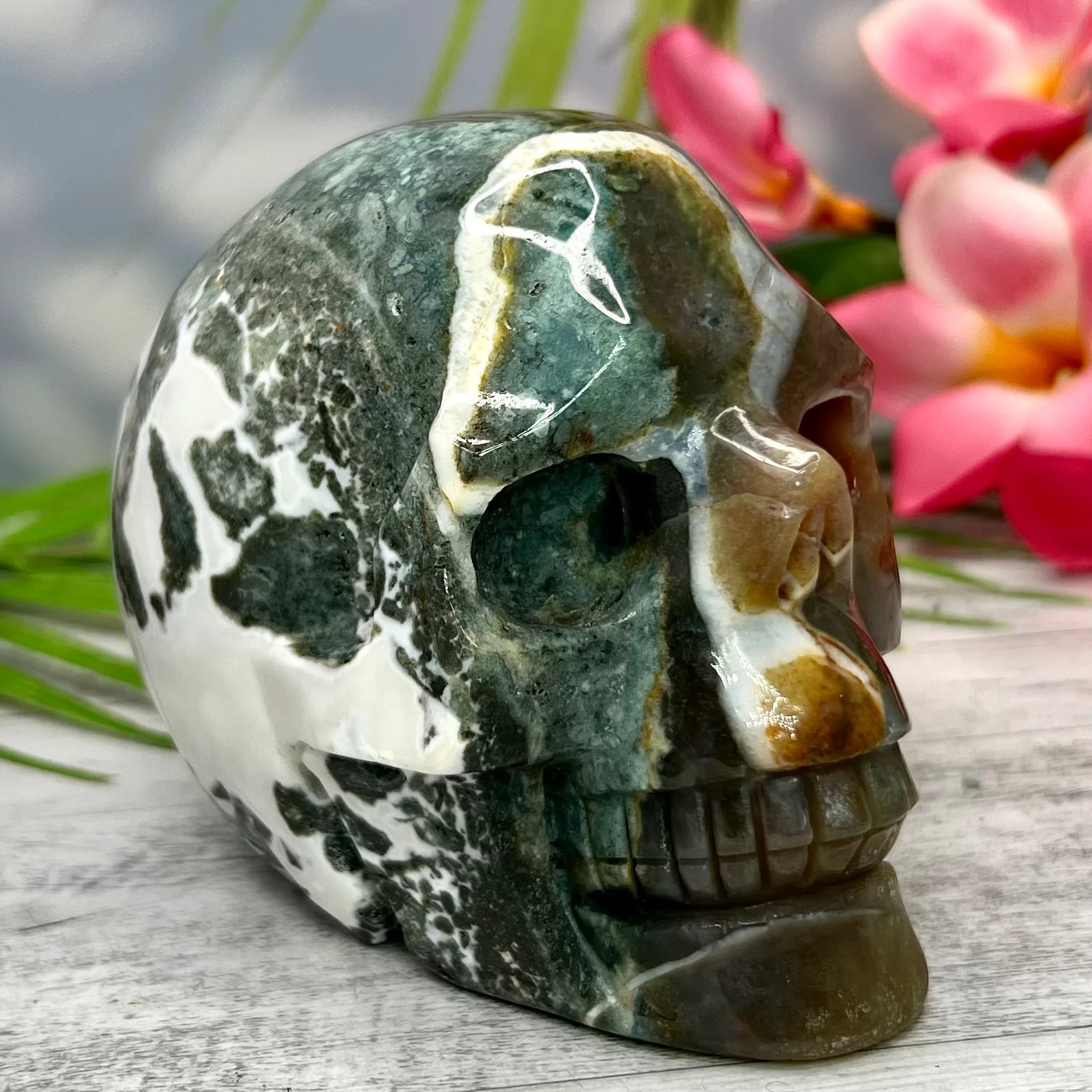 Large Ocean Jasper Skull Crystal Skull Carving Australian Seller