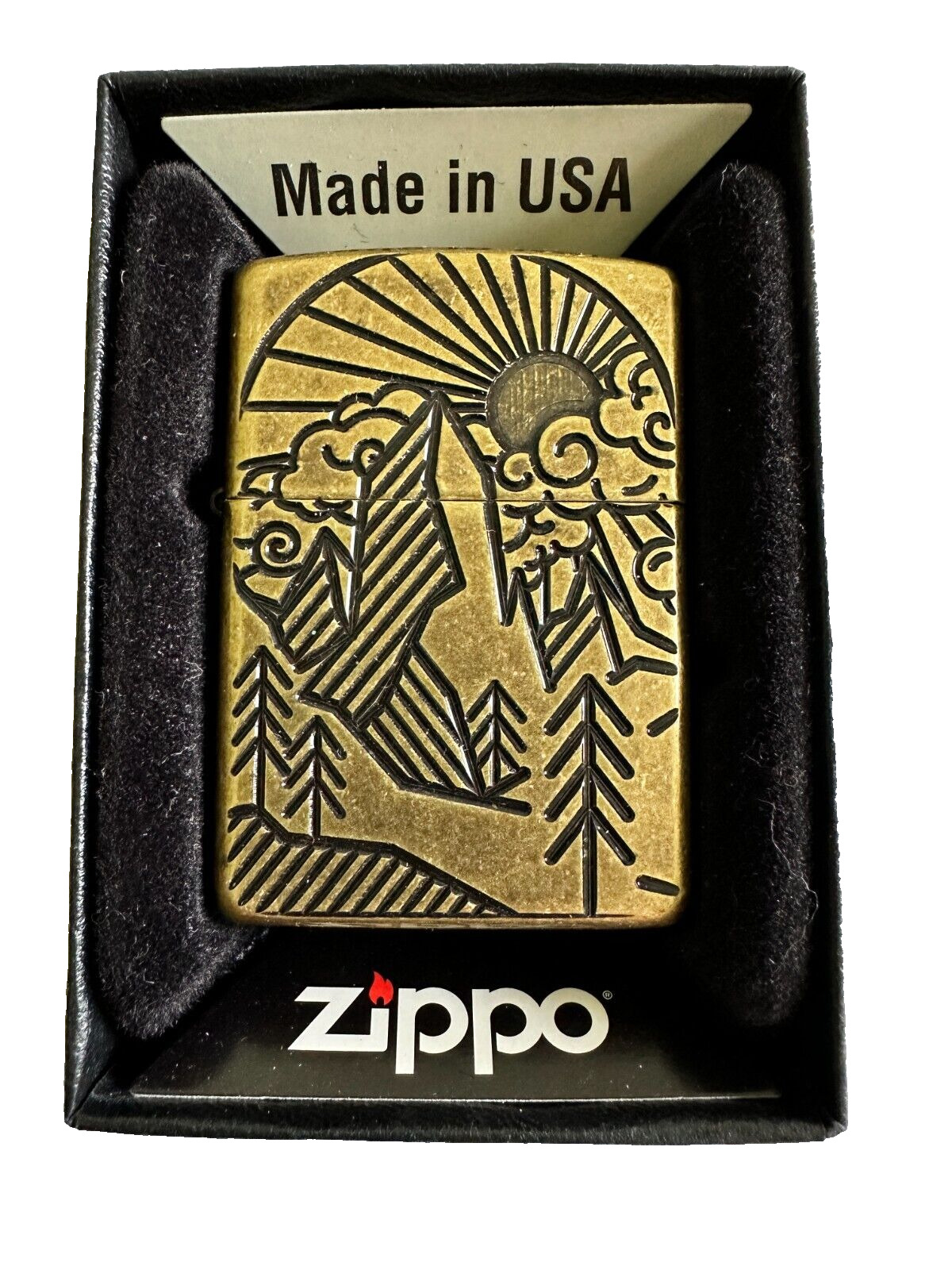Zippo Armor Antique Brass Mountain Design - Rare - Not Production - 2018 - New
