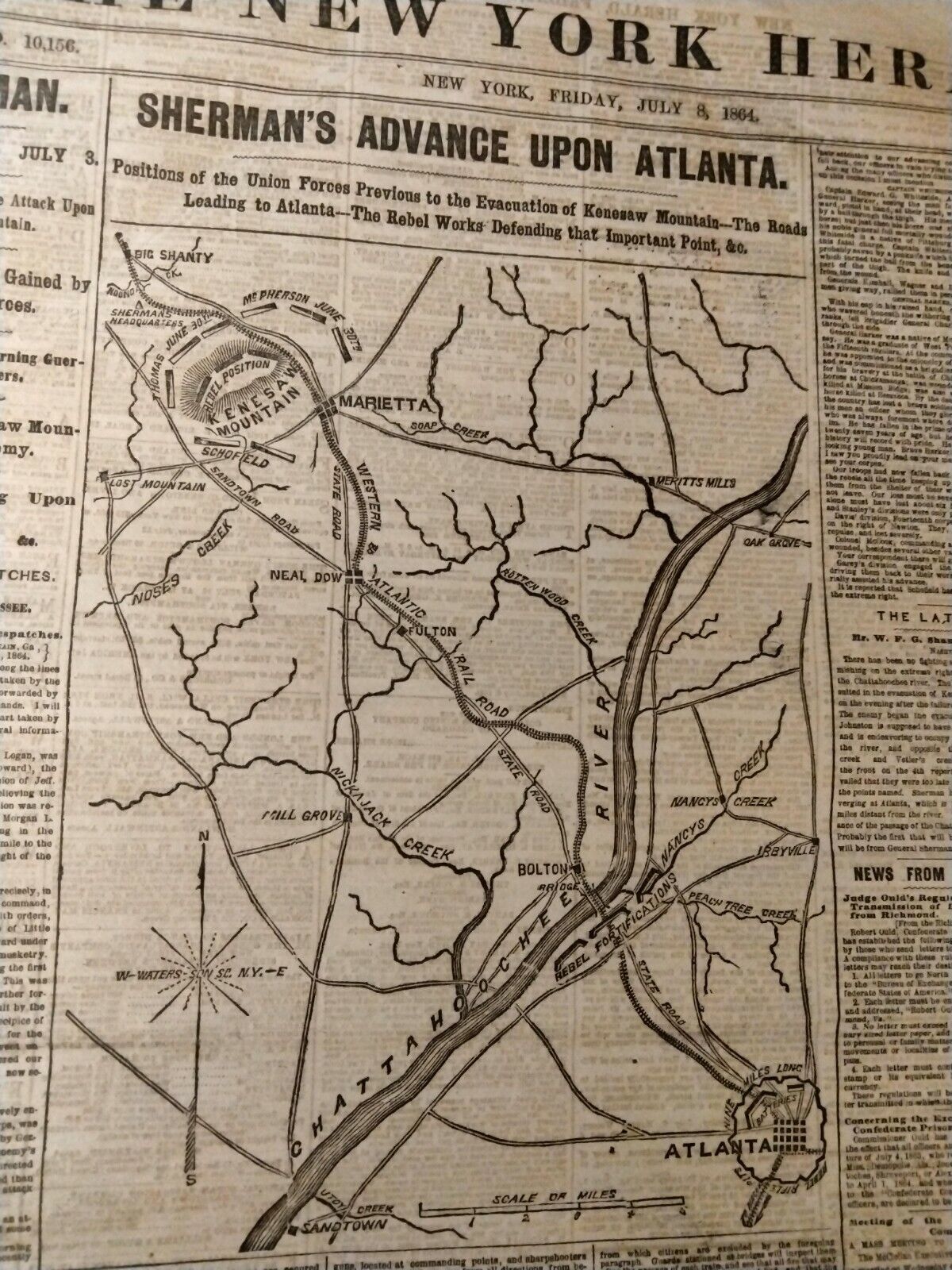 Civil War Newspapers- MONOCACY 1ST NEWS, THE REBEL RAID,  SHERMAN NEAR ATLANTA