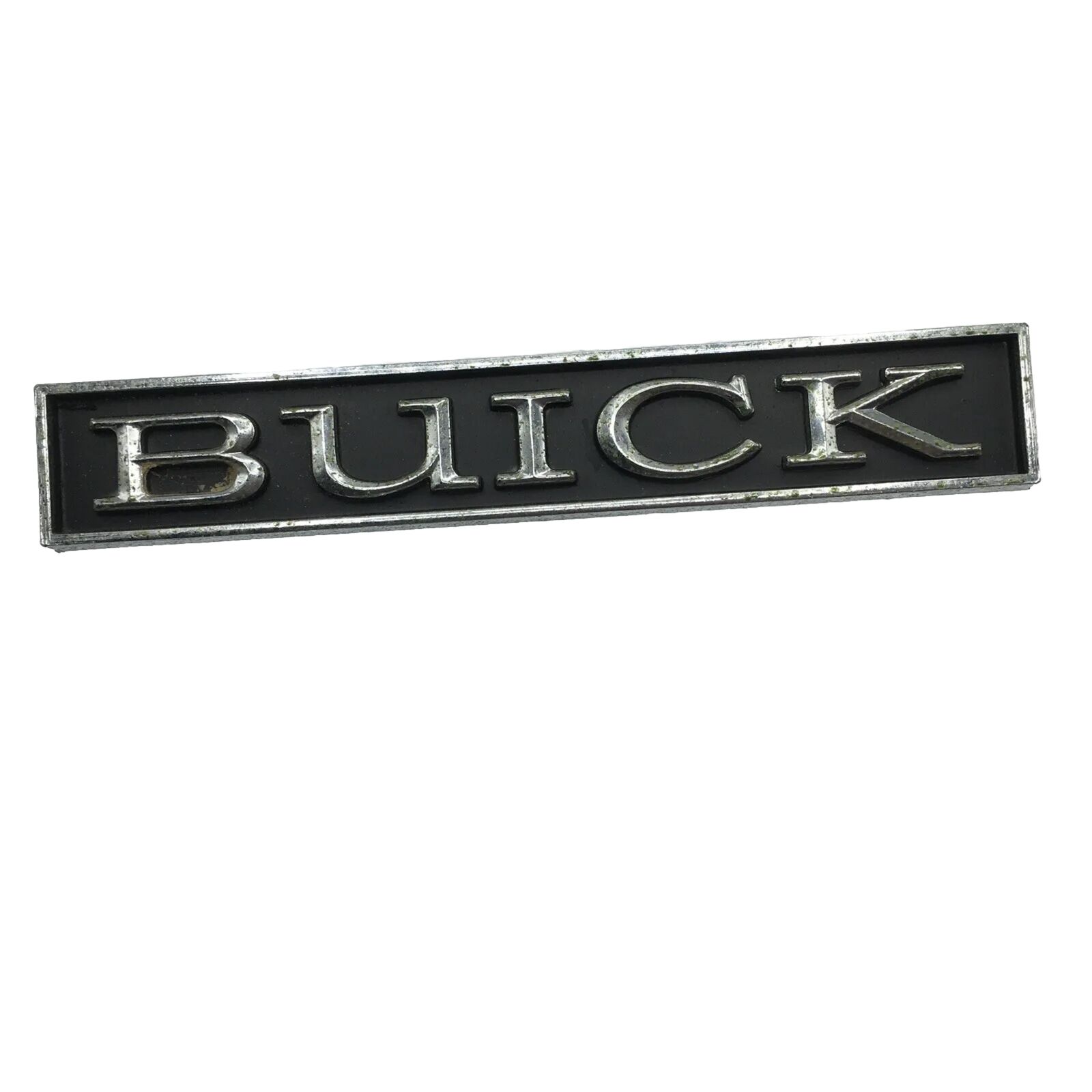 Buick Emblem Logo Truck Car? Parts 6 1/4” Silver Black Label plate Vtg Metal