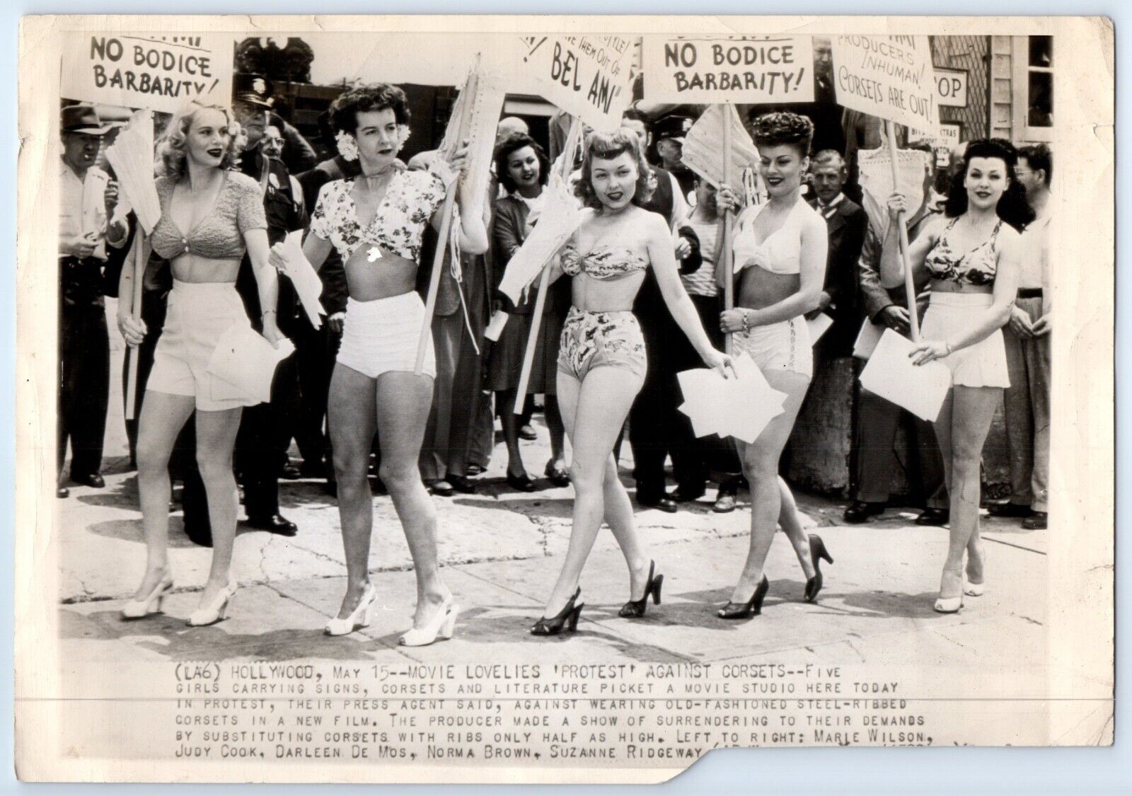 Actresses Protest Corsets Marie Wilson Judy Cook Norma Brown AP Photo c.1946