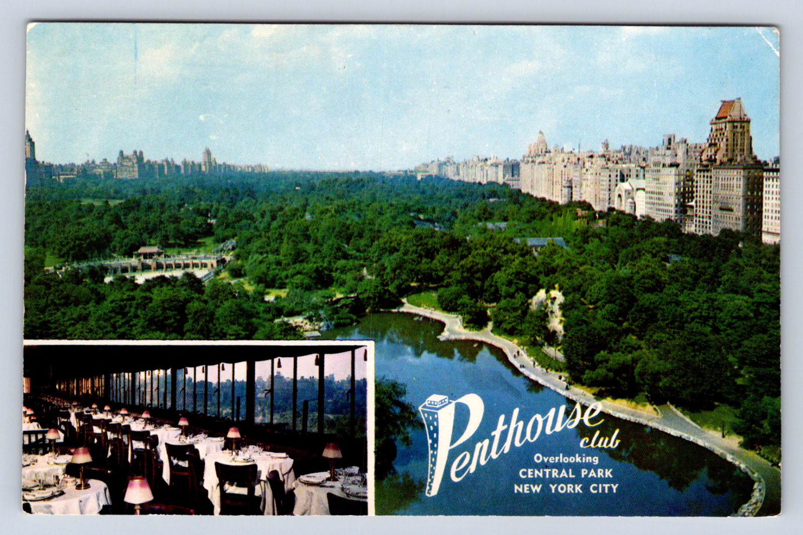 Vintage Postcard Penthouse Club New York City Central Park South