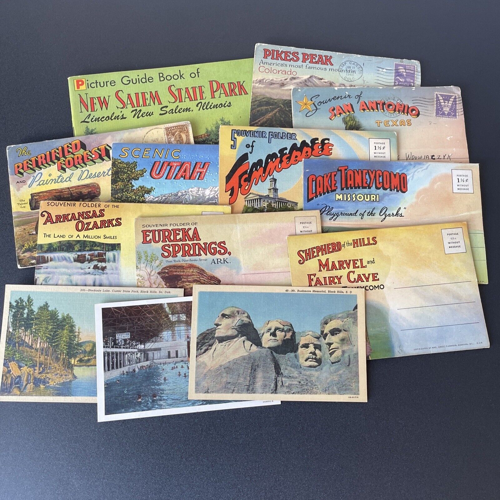 Lot Vintage Postcards & Fold Out Souvenir Post Card Books USA National Parks