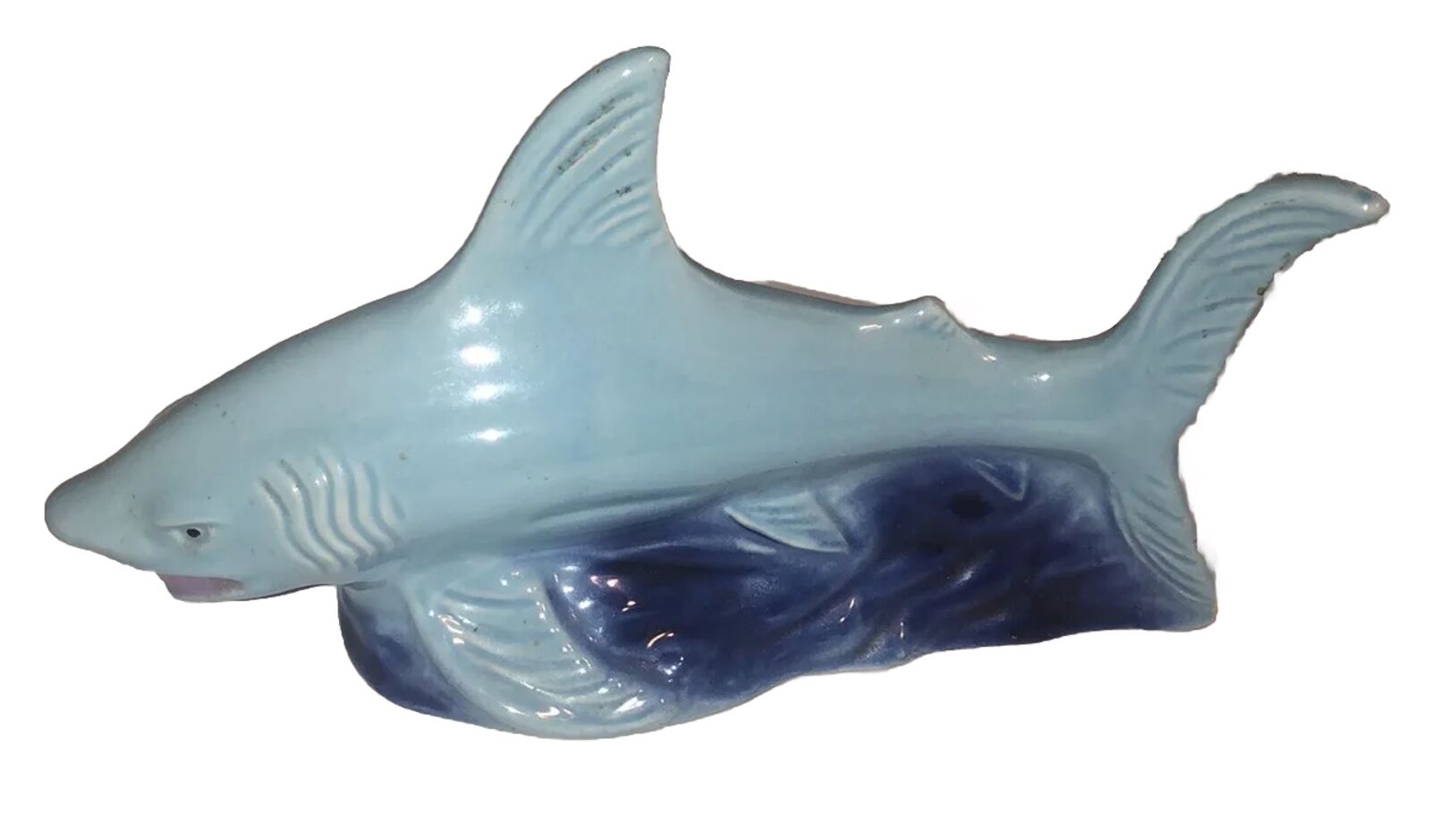 Beautiful Vintage Large Blue Shark Figurine Sculpture