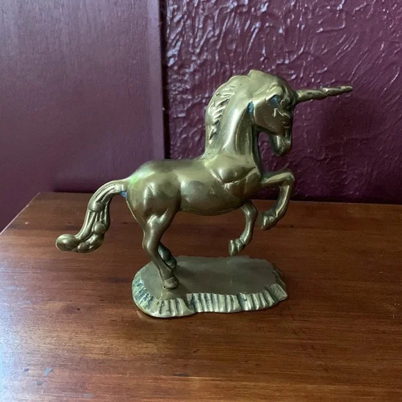 Vintage brass unicorn figurine paperweight 4\