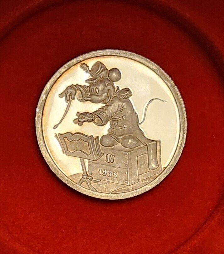 Disney Fine Silver Coin 1oz .999 60 Years Mickey As Conductor 1935