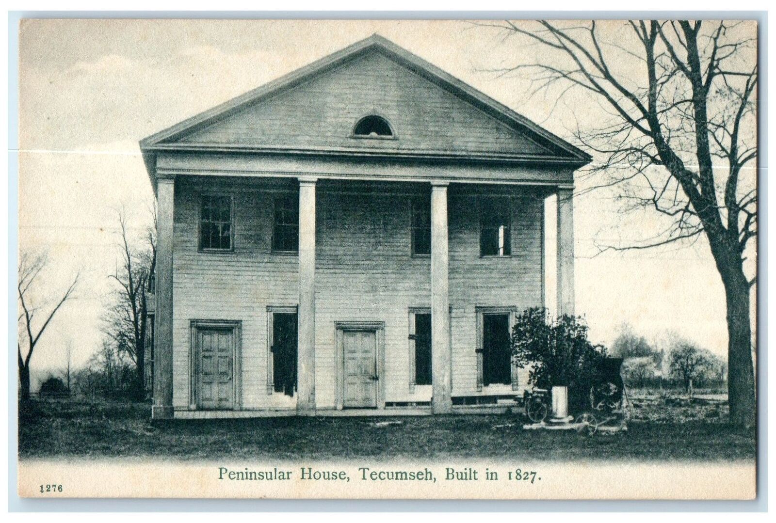 c1905's Peninsular House Built In 1827 Full View Door Tecumseh Michigan Postcard