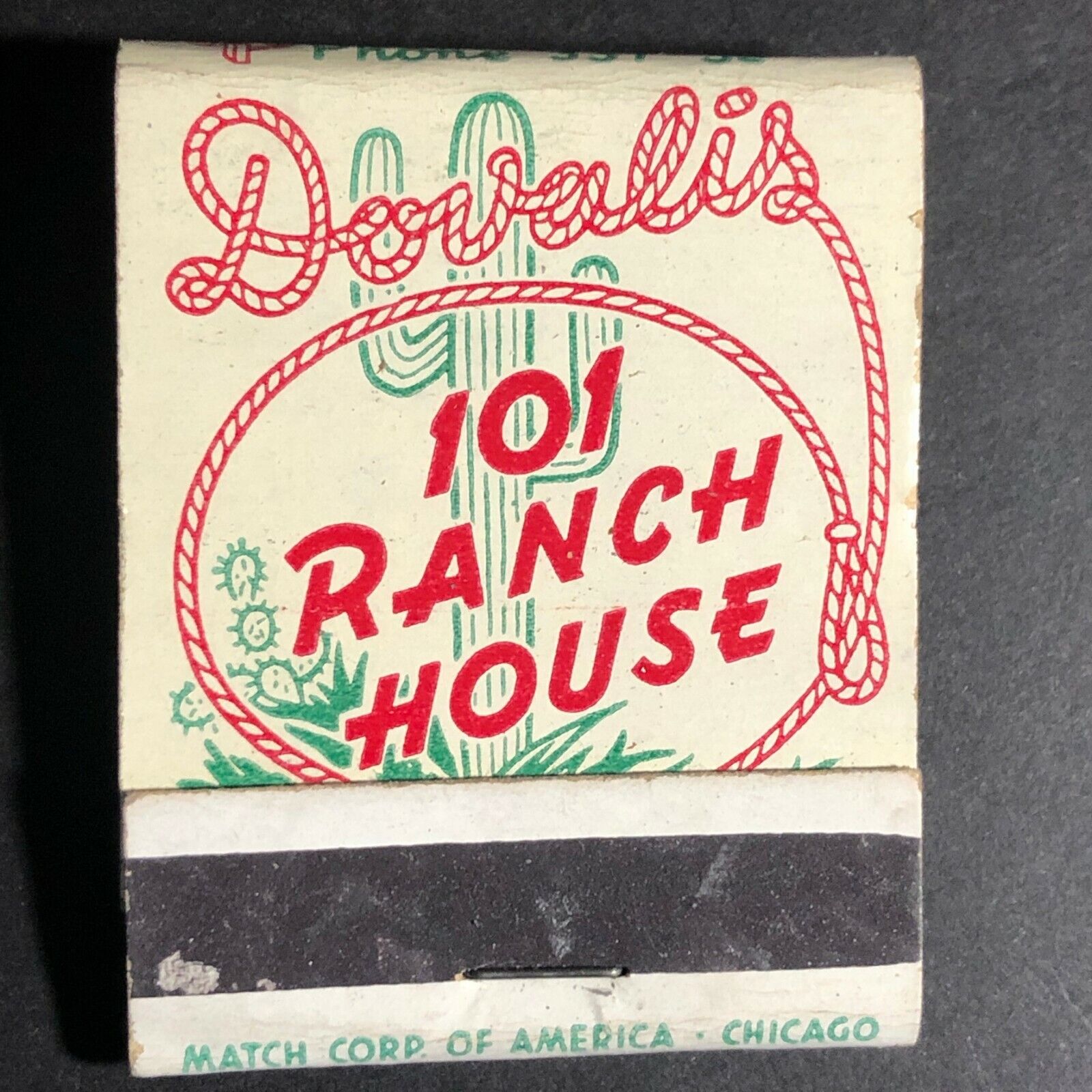 Scarce 1940\'s-50\'s Full Matchbook 101 Ranch House Seal Beach, CA Cowboy