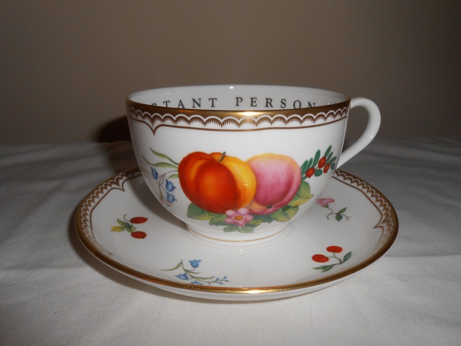 Rare Royal Worcester GLOUCESTER FRUIT Very Important Cup and Saucer Set 1994