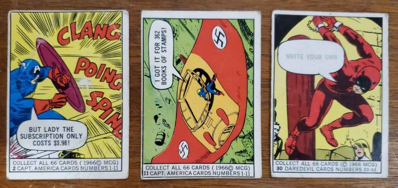 1966 DONRUSS MARVEL SUPER HERO LOT 8 CARDS #2,11,30