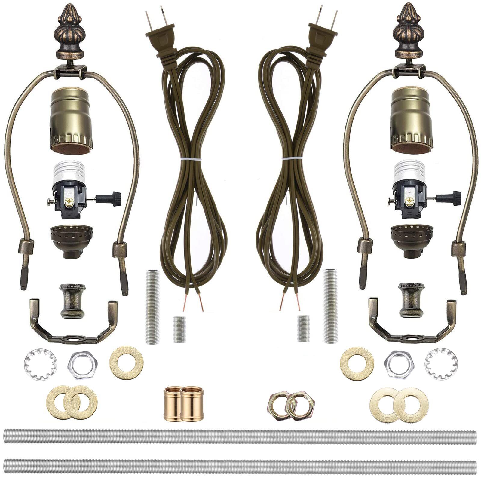 2 Sets Lamp Making Kit Lamp Wiring Kit with 8 Inch Harp, 2 Pieces 12\
