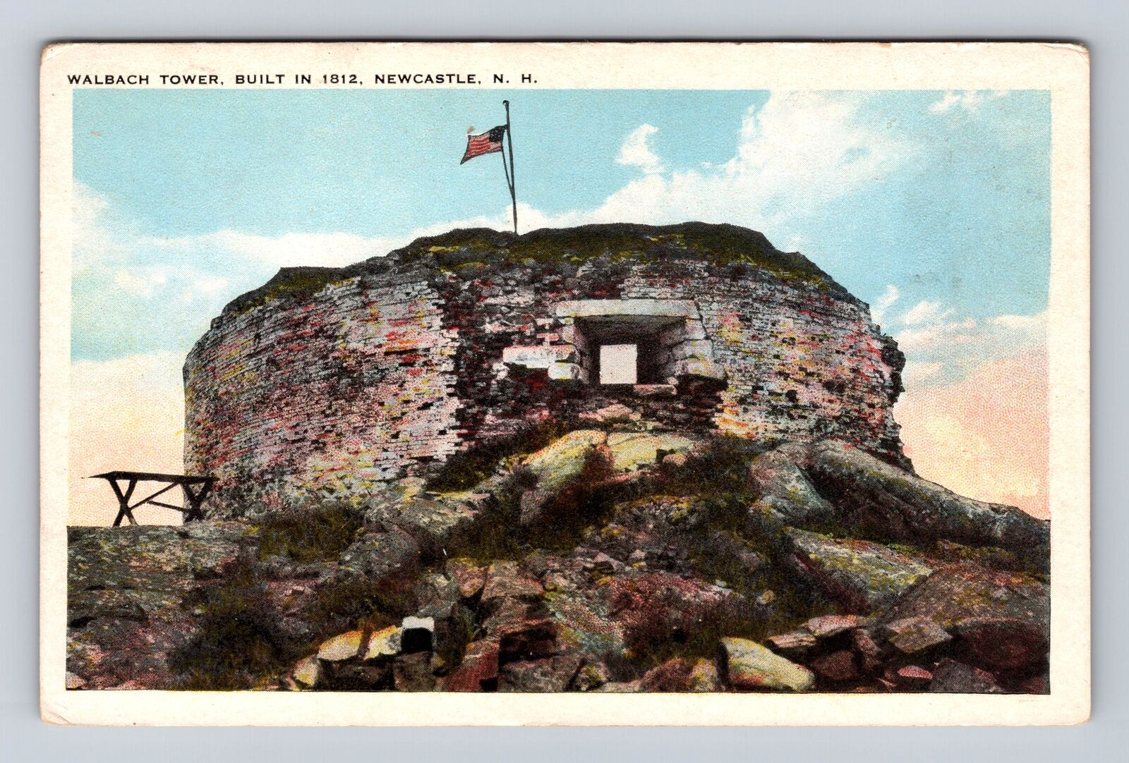 Newcastle NH-New Hampshire, Walbach Tower, Antique Vintage Souvenir Postcard