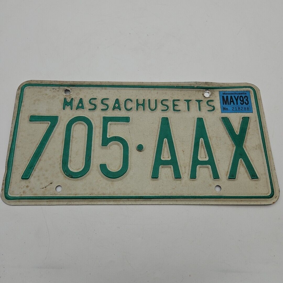 Vintage Massachusetts 1990s License Plate Green White