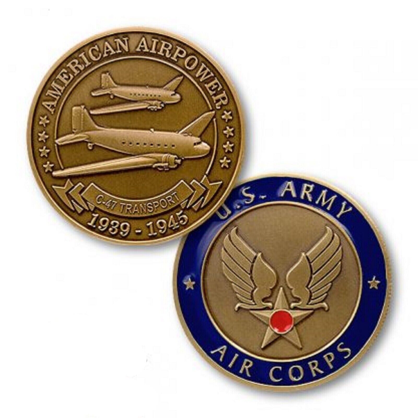 AIR CORPS C-47 TRANSPORT 1939-1945 ARMY CHALLENGE COIN
