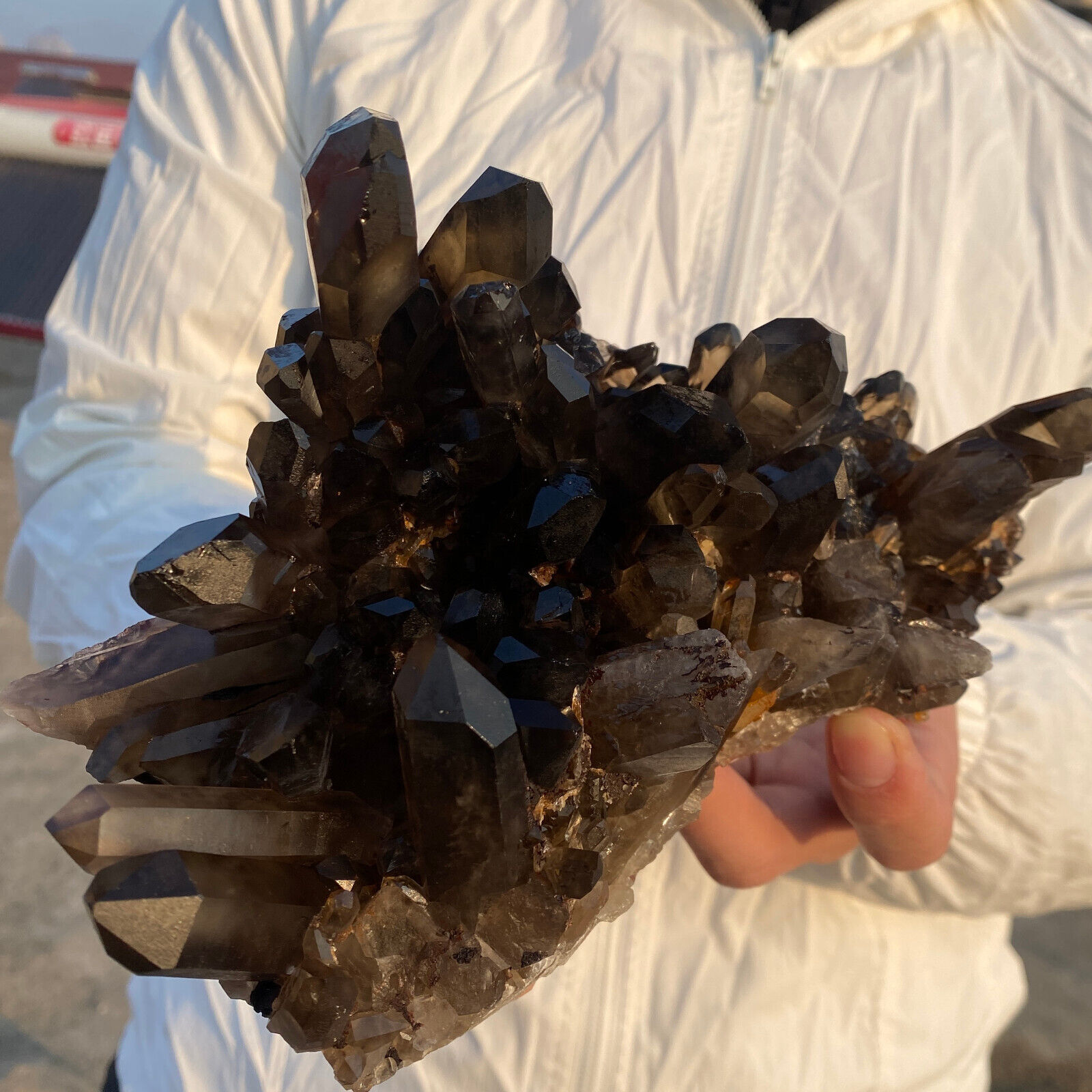 3.24lb Large Natural Black Smoky Quartz Crystal Cluster Raw Mineral Specimen