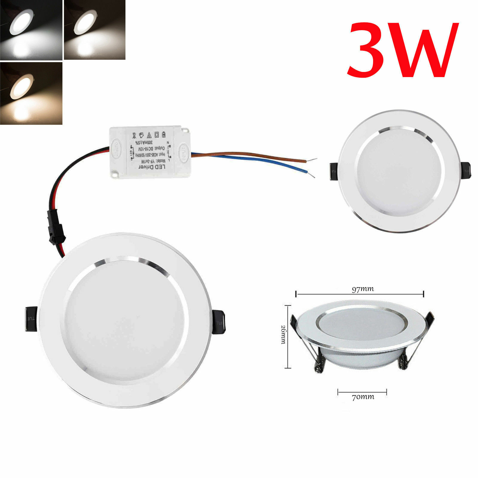 LED Panel Downlight Recessed Ceiling Light Lamp Dimmable 3W 5W 7W 9W 12W Room