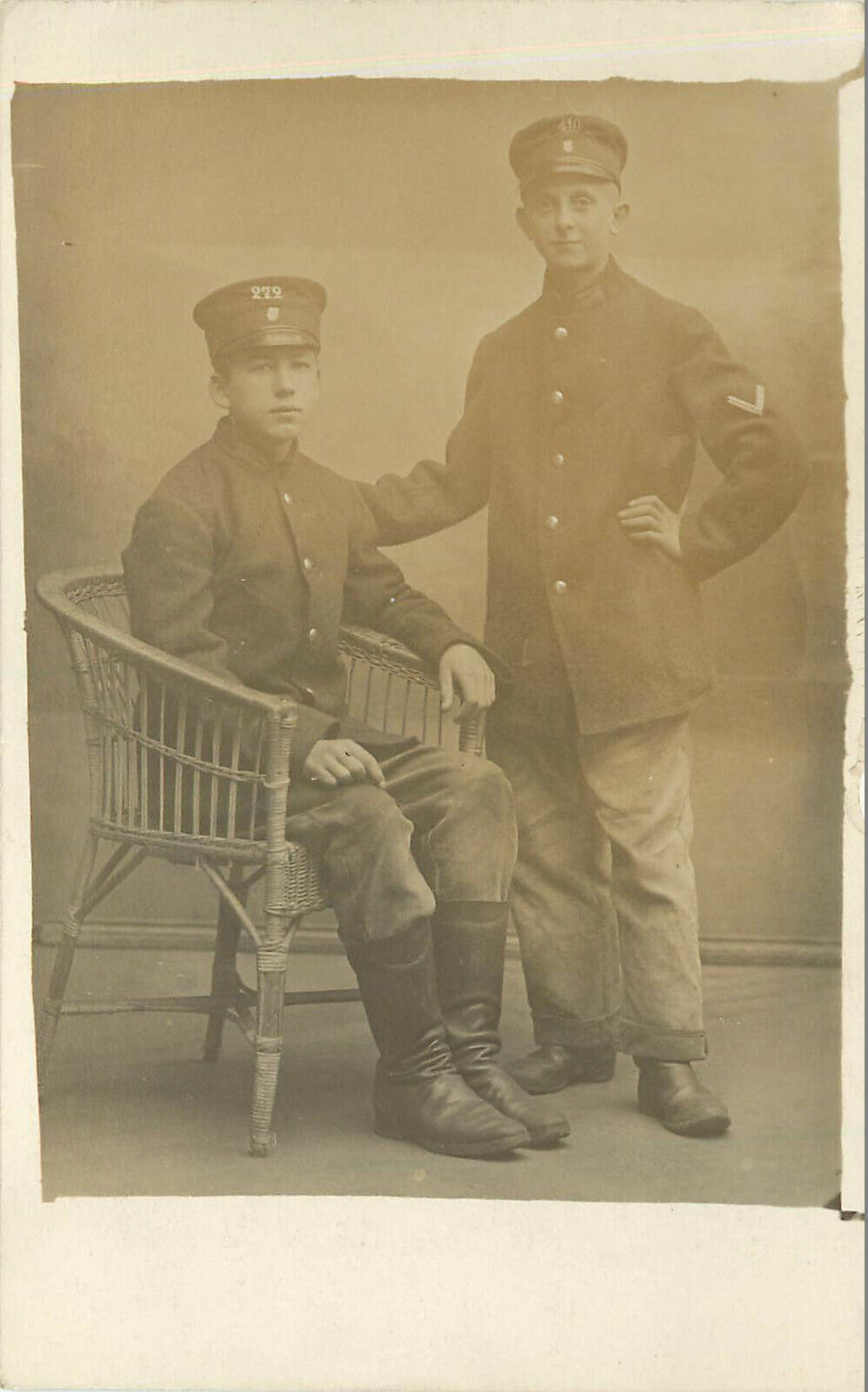 RPPC 2 Very Young Looking WWI European Soldiers Pose For Photo 279 Unit #
