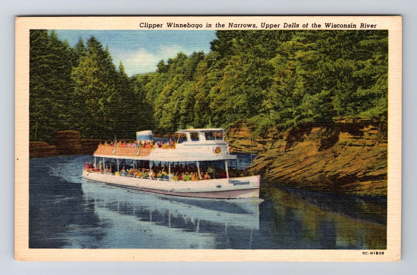 Upper Dells WI-Wisconsin, Clipper Winnebago in the Narrows, Vintage Postcard