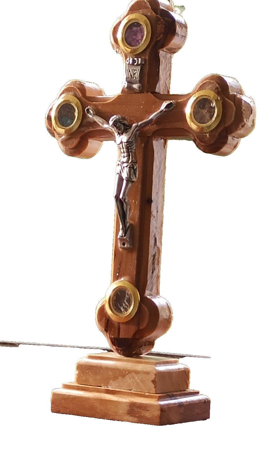 Cross Crucified Jesus Olive Wood Hand Made Jerusalem Blessing Incense Stone