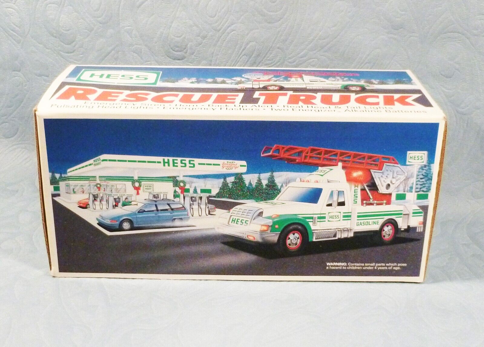 MINT NEW IN BOX, 1994 HESS TOY RESCUE TRUCK, NEW, NOS, WITH/HORN, SOUND, LIGHTS