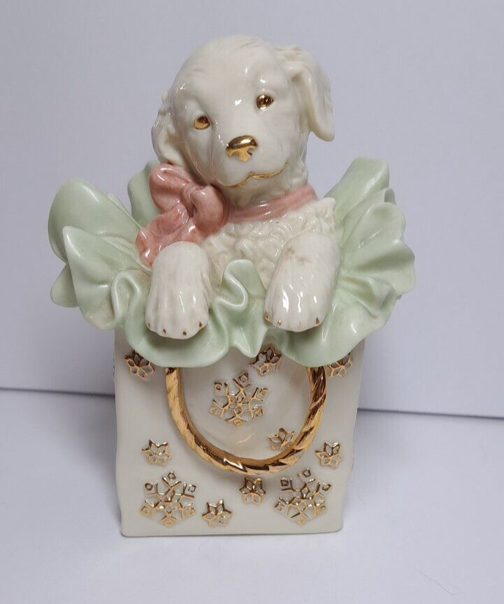 LENOX DOG IN GIFT BAG WITH GOLD ACCENTS
