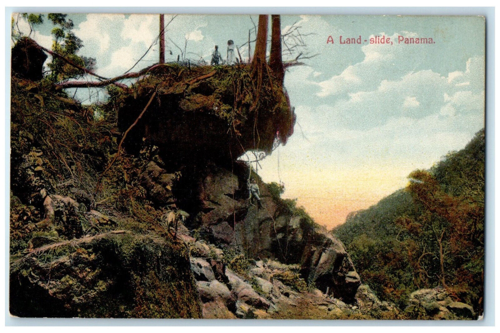 c1910 A Land-slide Collapsed Area at Panama Antique Unposted Postcard