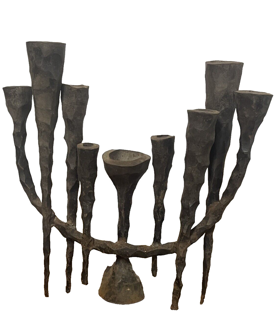 Rare Israel Mid Century David Palombo Brutalist Large Iron Hanukkah lamp Menorah