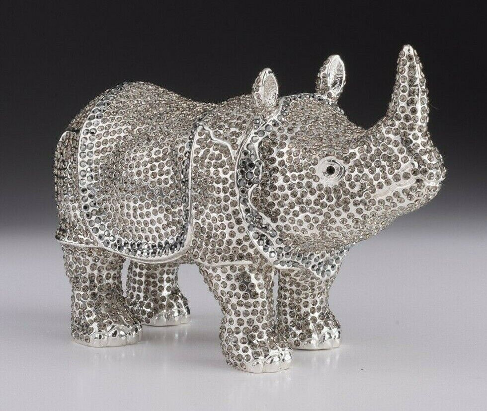 Keren Kopal Large Rhinoceros LIMITED EDITION trinket box with Austrian crystals