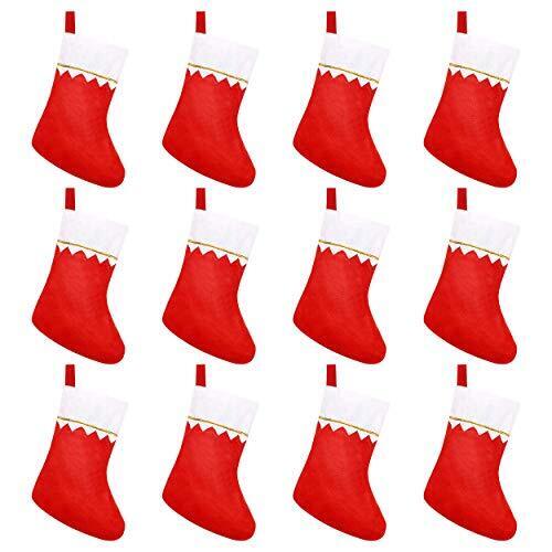 12Pcs Felt Christmas Stockings For Christmas Fireplace Hanging Stocking Red Nonw