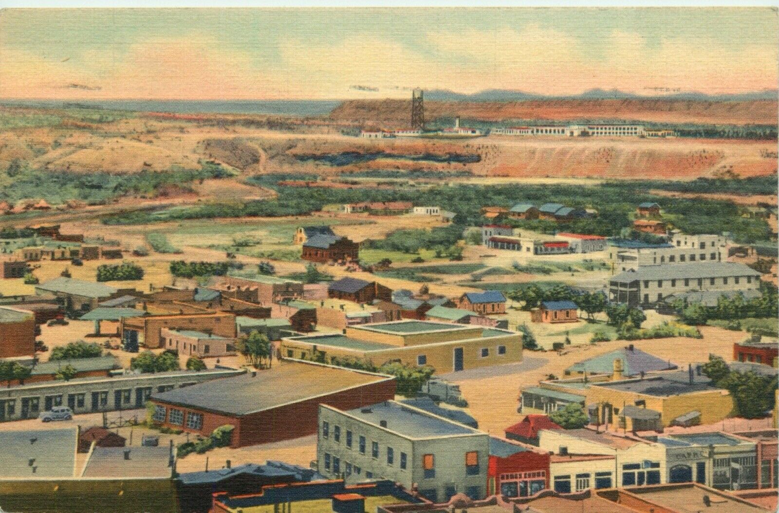 1939 Bird\'s-Eye View Hot Springs, New Mexico Vintage Postcard