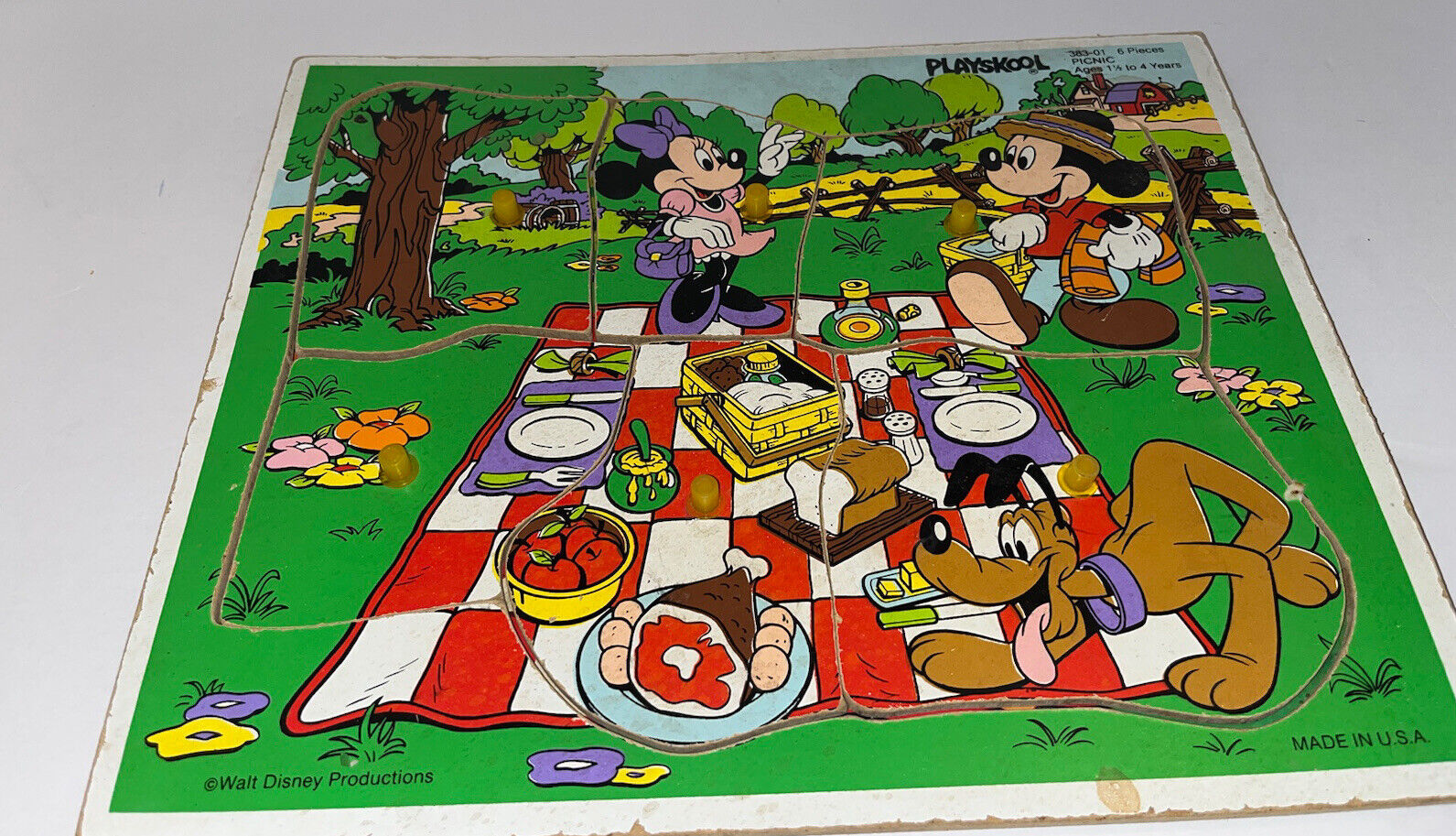 Vintage 1970s Disney Play Skool Puzzle Mickey Mouse Picnic Minnie Pluto