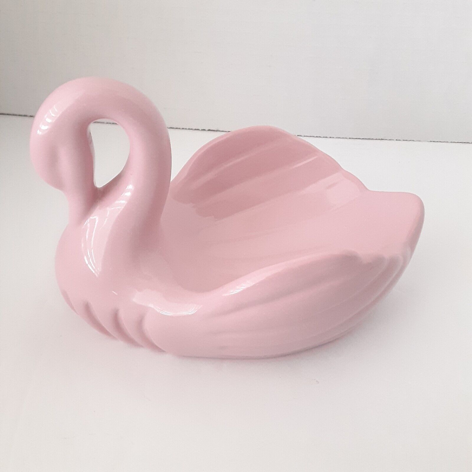 Vintage Ceramic Pink Swan Soap Holder Trinket Dish 80s 90s Bathroom Decor