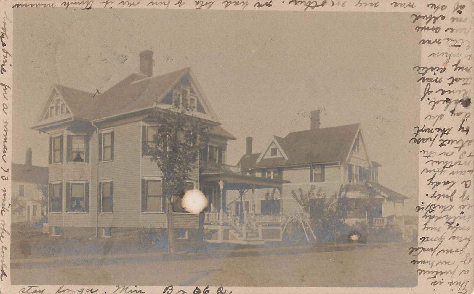 RPPC Exterior View Residence House, Sanford Real Photo Postcard 1907