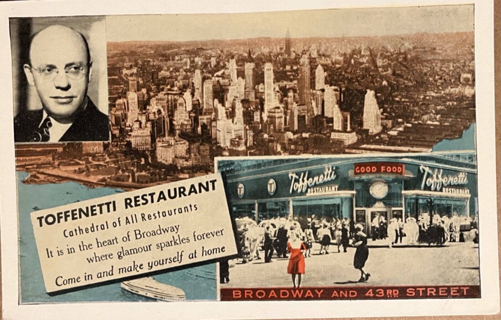 New York City Dario Toffenetti Restaurant Historic Vintage Postcard c1940