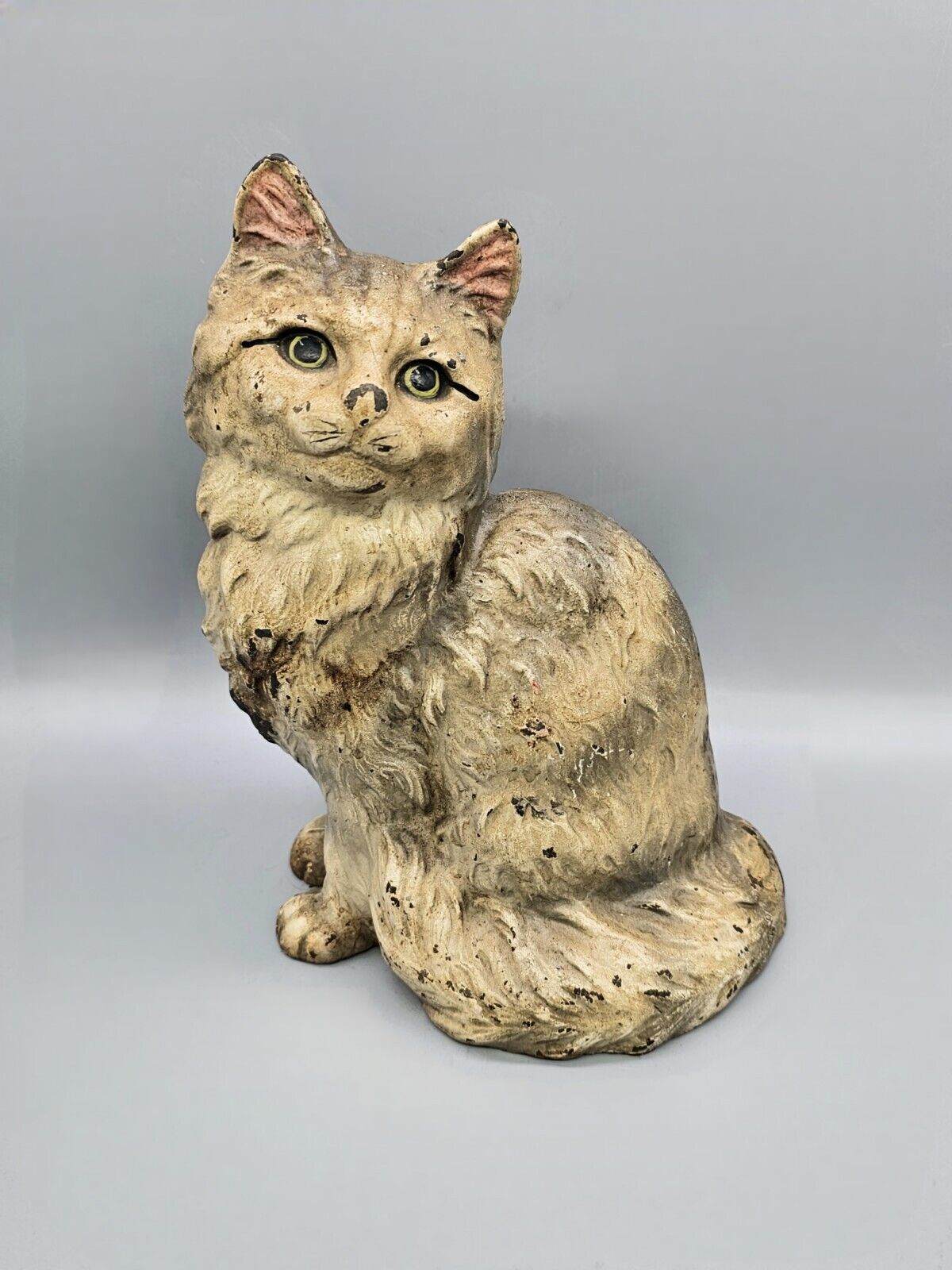 Antique Signed Hubley USA Cast Iron Hand Painted Persian Cat Doorstop #302