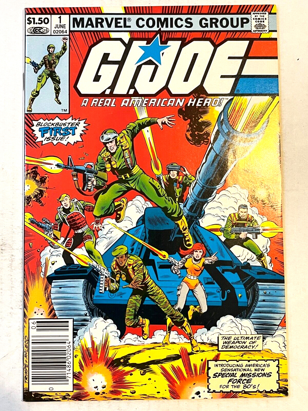 GI Joe Real American Hero #1 (1982) Marvel Newsstand Variant High Grade