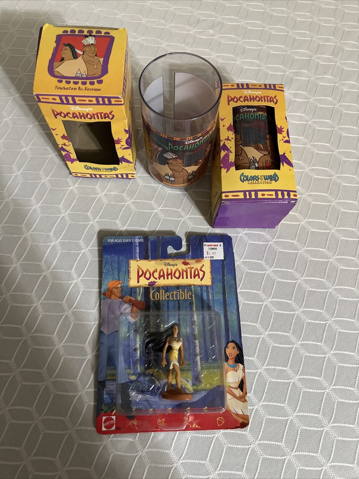 2 Vintage Disney Pocahontas Colors Of The Wind Cups Burger King and Figure