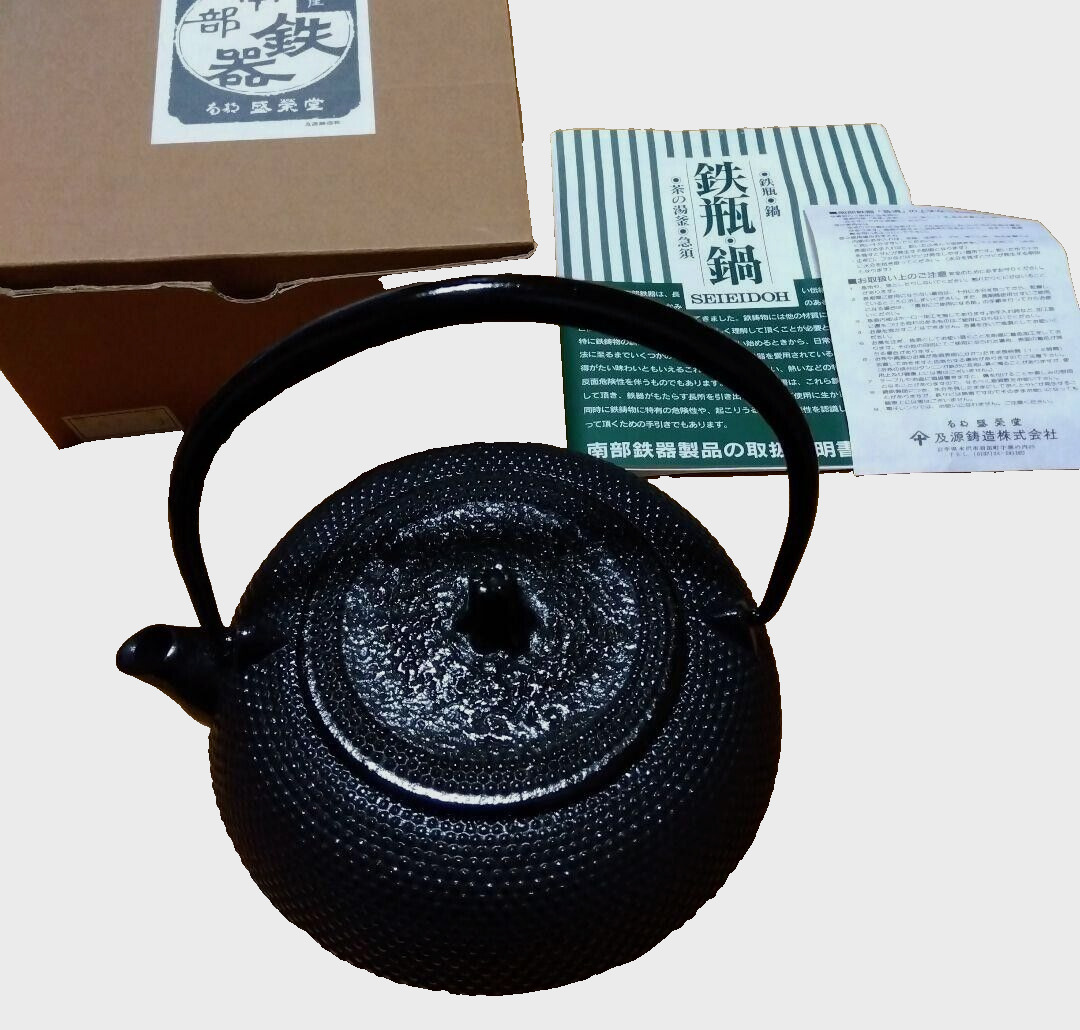 Nambu Ironware Iron Teapot Black Kettle Bottle from Japan by Oigen Casting - NEW