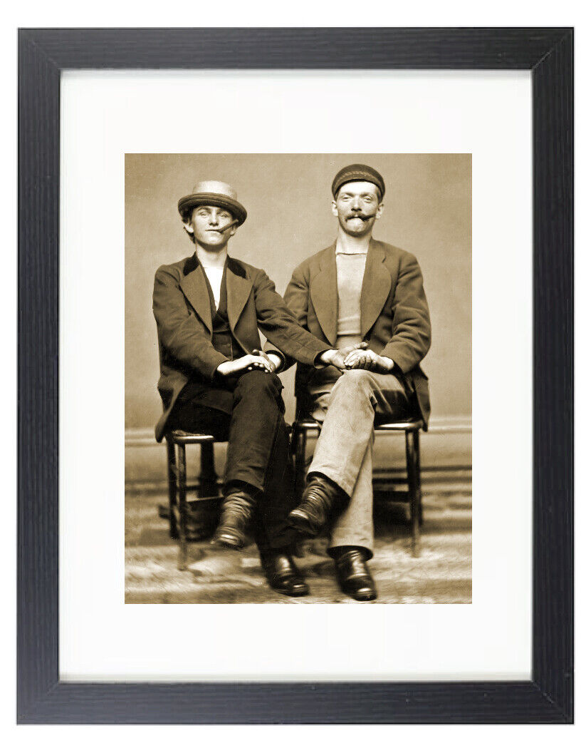 1880 Two Young Men Holding Hands Gay Pride 8X10 Matted Framed  Old Vintage Photo