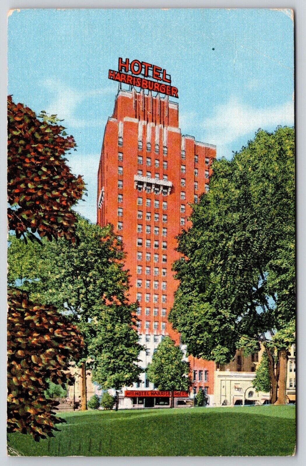 Harrisburger Hotel Capitol Park Pennsylvania Cancel 1944 Vintage WOB Postcard