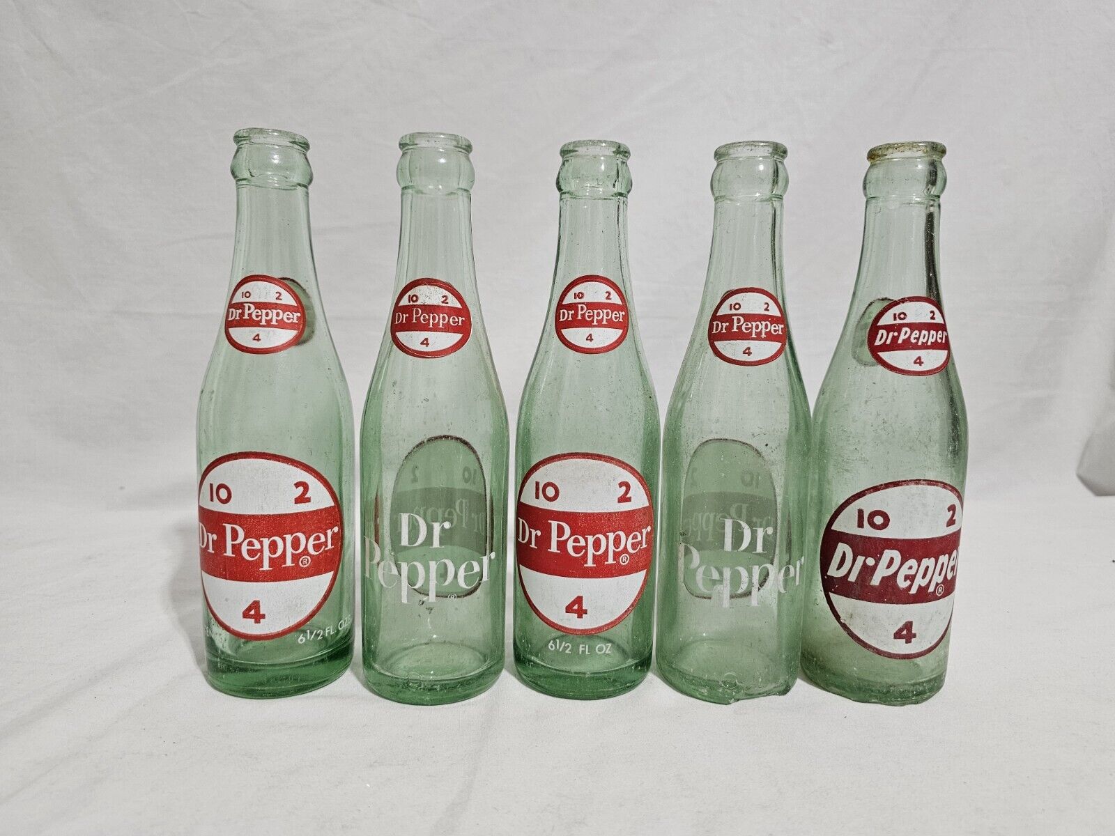 5 Dr Pepper 10 2 4 Glass Bottles 6.5 Oz Vintage