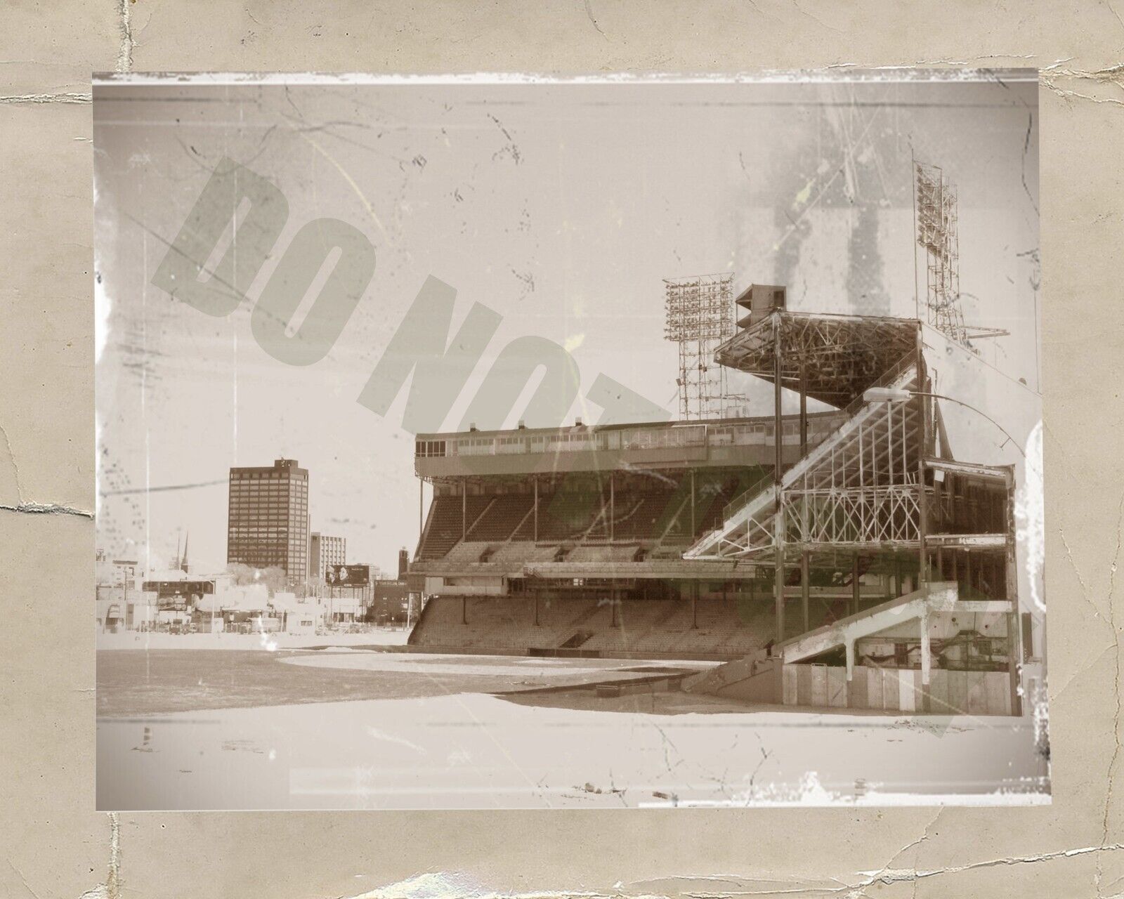 Detroit Tigers Baseball Stadium Ruins Vintage Worn Out Look 8x10 Photo