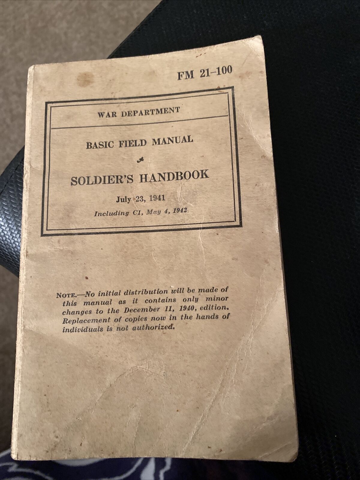 Vintage WWII SOLDIER'S HANDBOOK BASIC FIELD MANUAL July 23,1941 War Dept Pre-WW2