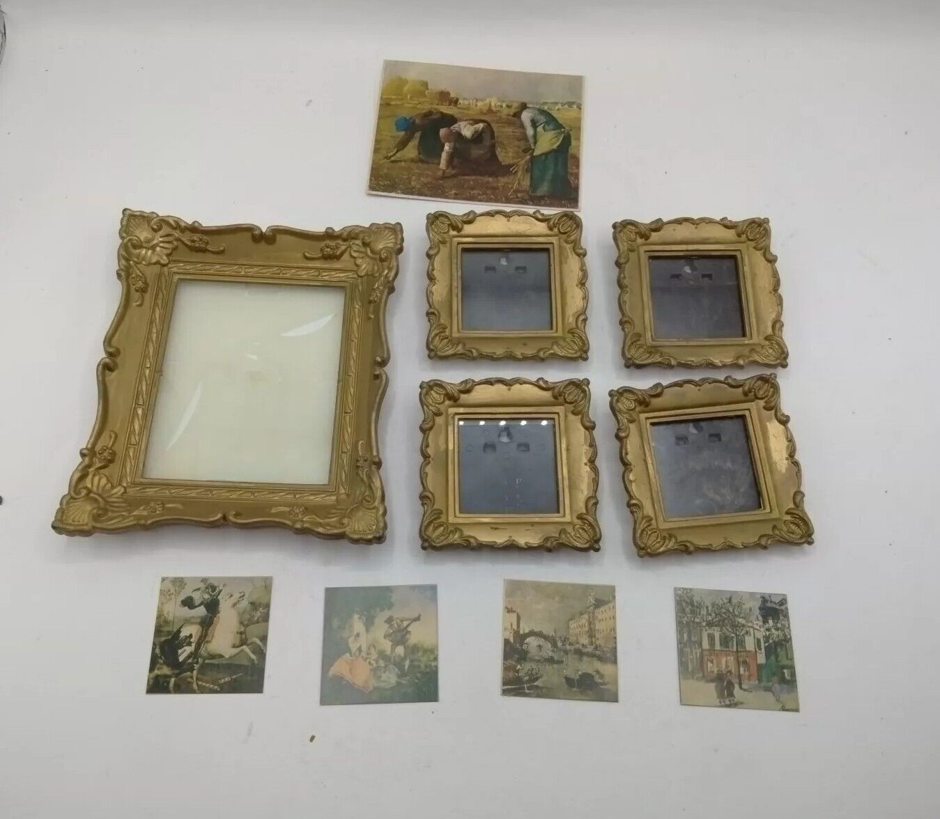 Vintage Hollywood Regency Ornate Gold Picture Frames Wall Art Small Lot of 5
