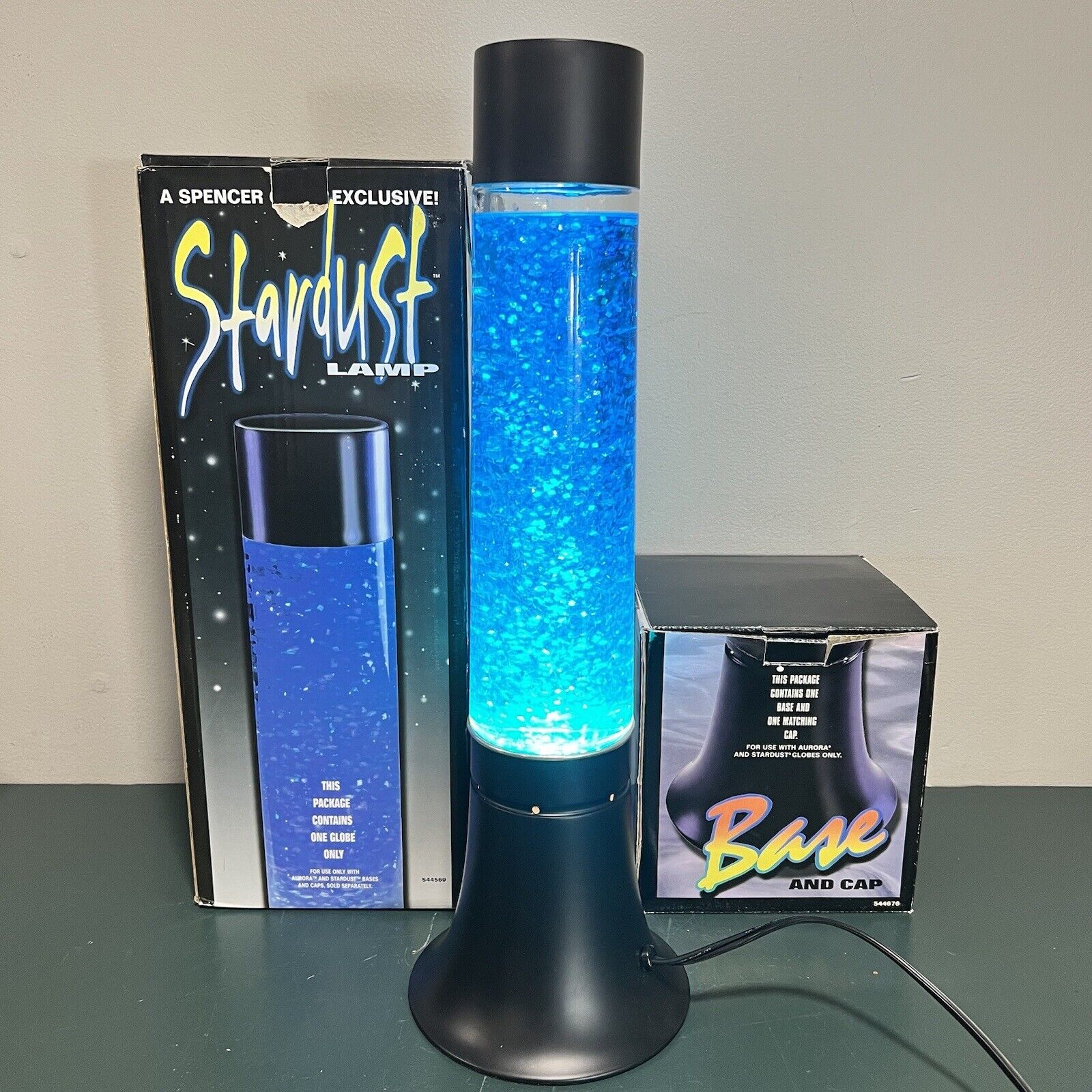 VNTG Spencer Gifts Exclusive Stardust Lamp Blue/Black 1990s  Lava  Original Box