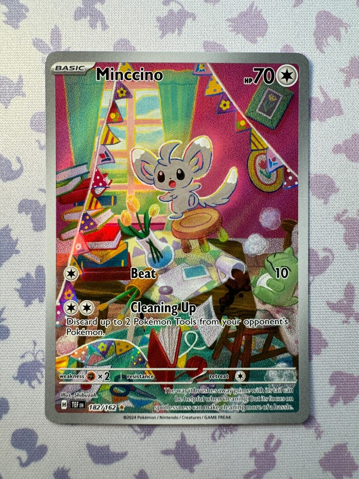 Pokémon TCG Minccino 182/162 S&V Temporal Forces Illustration Rare Holo Card