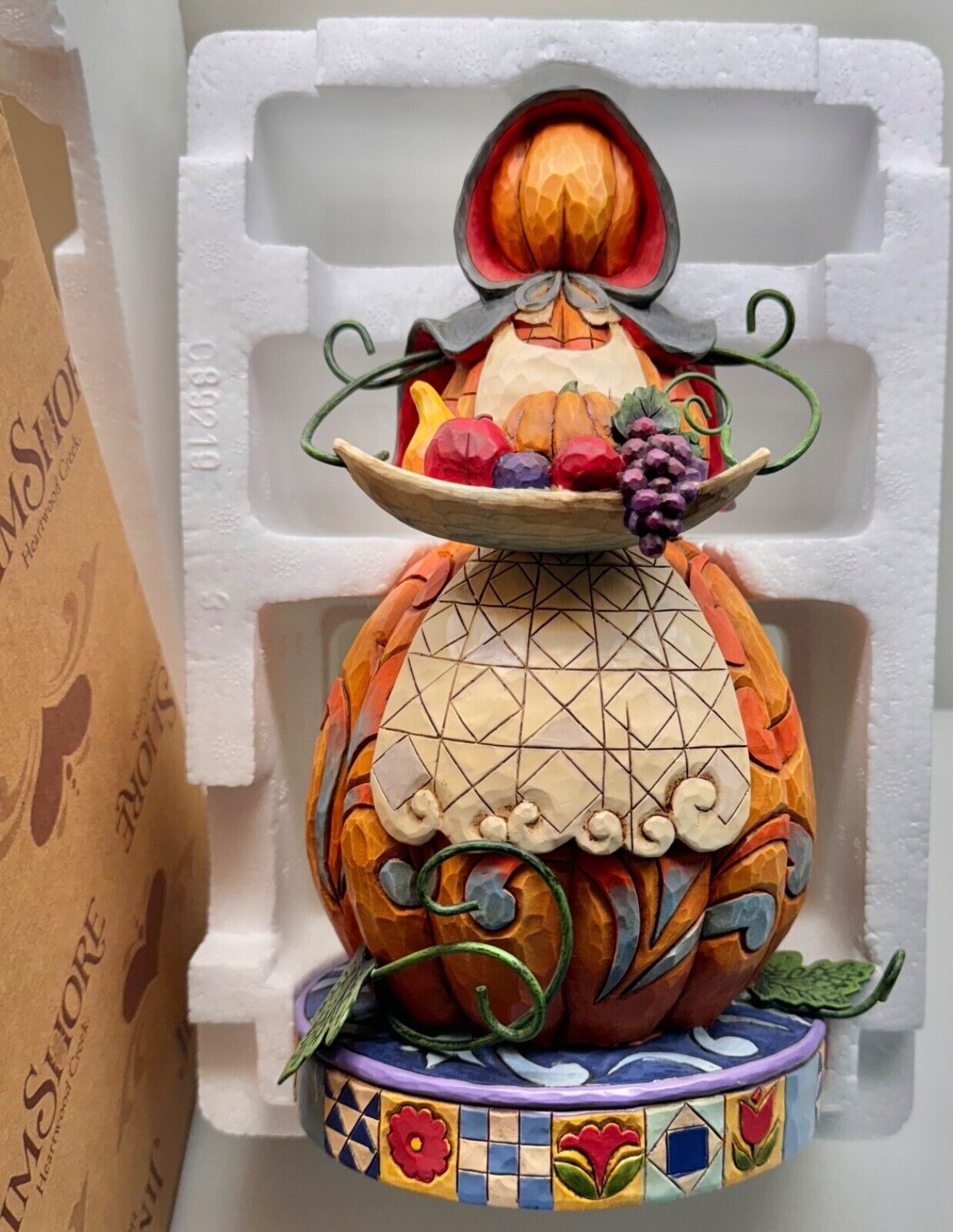 Jim Shore Autumn FEAST GOODNESS Lady Pumpkin Pilgrim Figurine Thanksgiving EUC