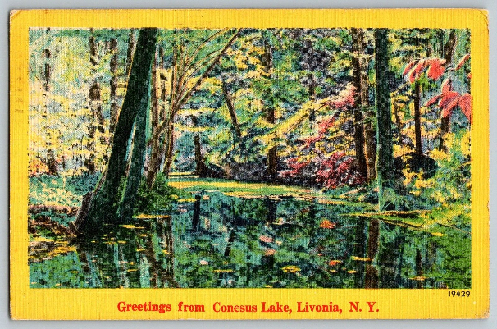 Livonia, New York - Greetings from Conesus Lake - Vintage Postcard - Posted